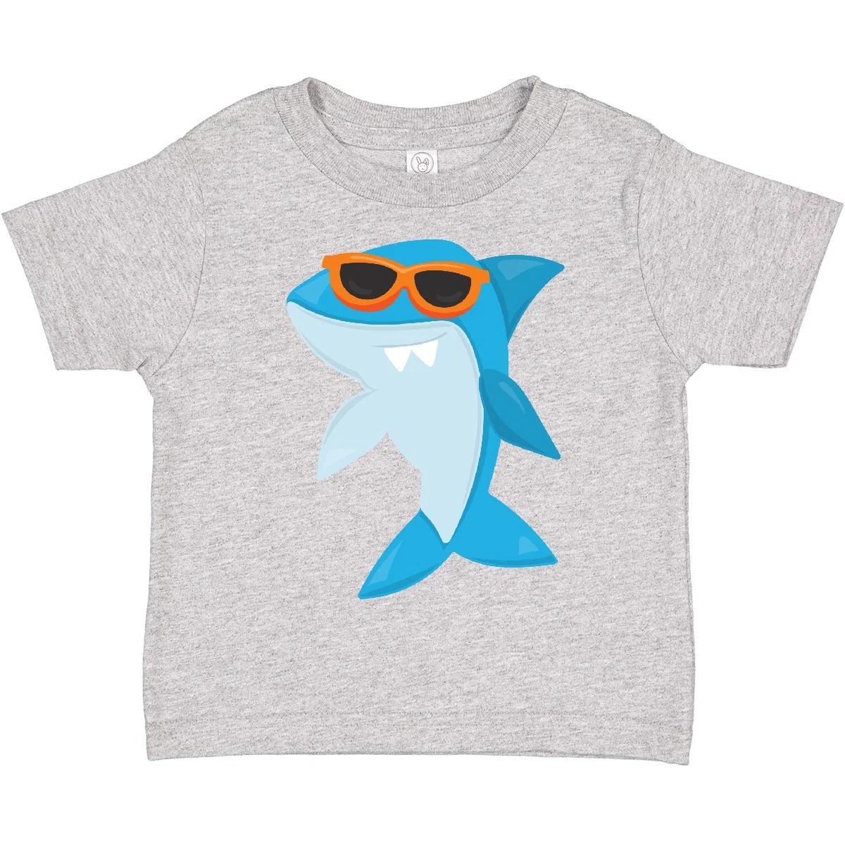Inktastic Cute Shark, Cool Shark, Shark With Sunglasses Toddler kids boys T-Shirt Blue Sea 100