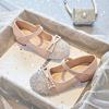 High-heeled Girls' Princess Shoes for Spring and autumn2026New Style Little Girl's Leather Shoes with Dress, Soft-soled Children's Crystal Shoes