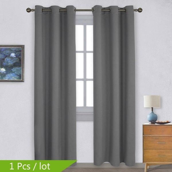 Modern Blackout Curtains for Window Treatment Blinds Finished Drapes Solid Color Blackout Curtains for Living Room Bedroom Grommet Top 1pc