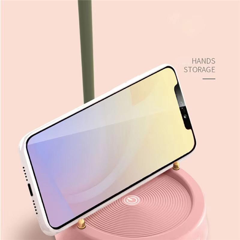 ABWR-Pink Flower LED Table Lamp Cute Adjustable Touch Rechargeable Battery Night Light For Dorm Reading Light