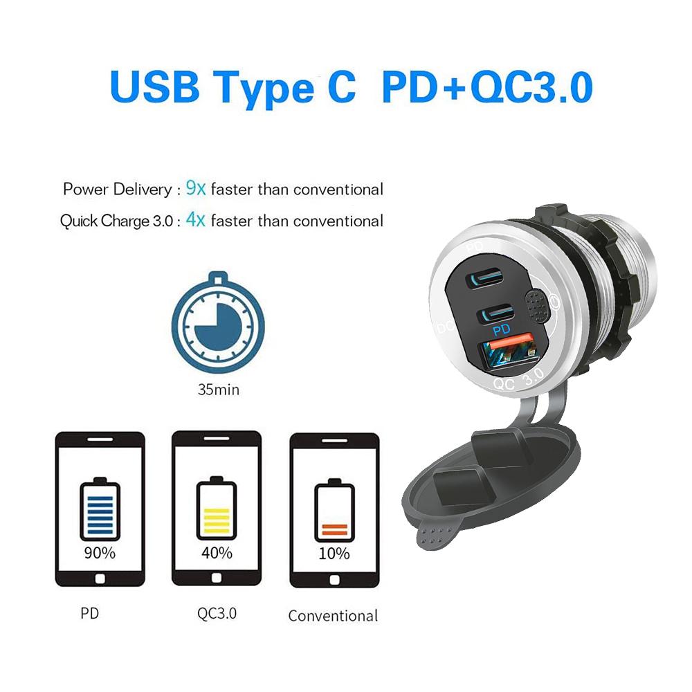 115W Autotelefonladegerät 12V 24V Schnellladung QC 3.0 USB Typ C Schnellladegerät für iPhone Xiaomi Macbook Laptop