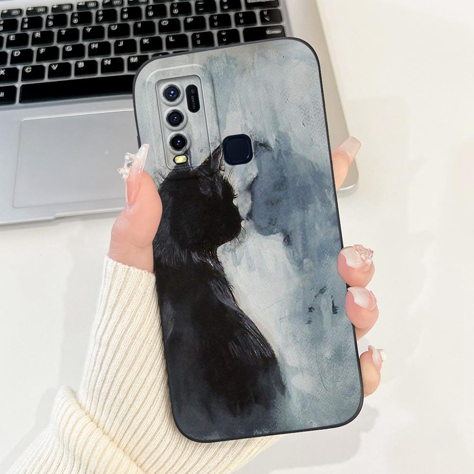 For Vivo Y30 1938 Case Y50 1935 Luxury Flowers Kawaii Cute Funny Painted Silicone Shockproof Phone Case For Vivo Y50 Back Cover