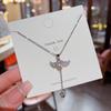 Persönlichkeitsdesign Sinn Titanstahl Halskette Mädchen rosa eingelegter Zirkon romantisches Amorherz Liebe Schlüsselbeinkette