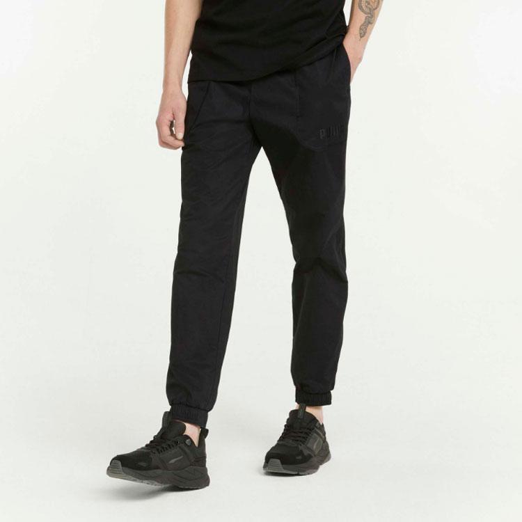 PUMA Solid Color Cuffed Joggers Men Bottoms Black 849603-01