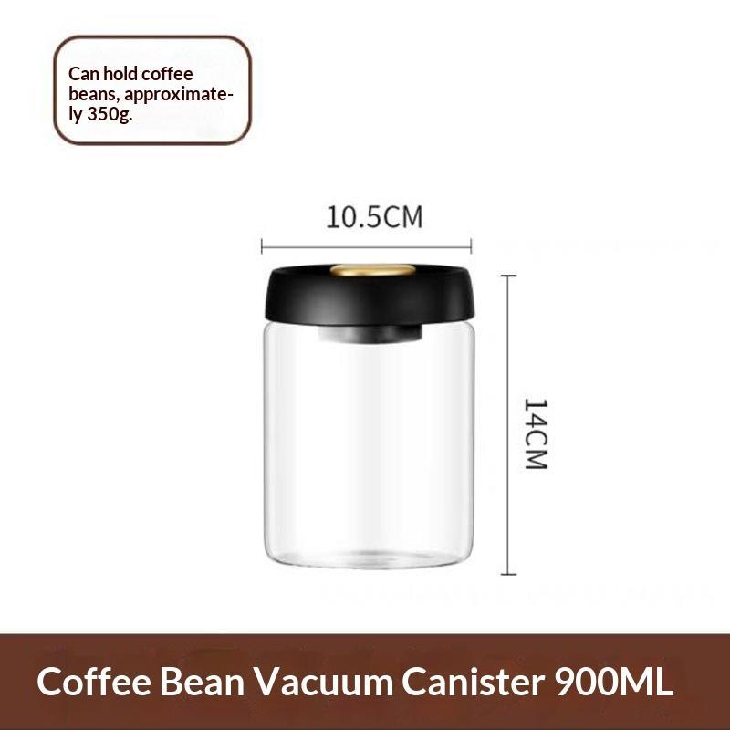 Coffee Bean Storage Container Compact Airtight Press-Down Vacuum Sealed Glass Jar for Small Apartment Kitchen Use