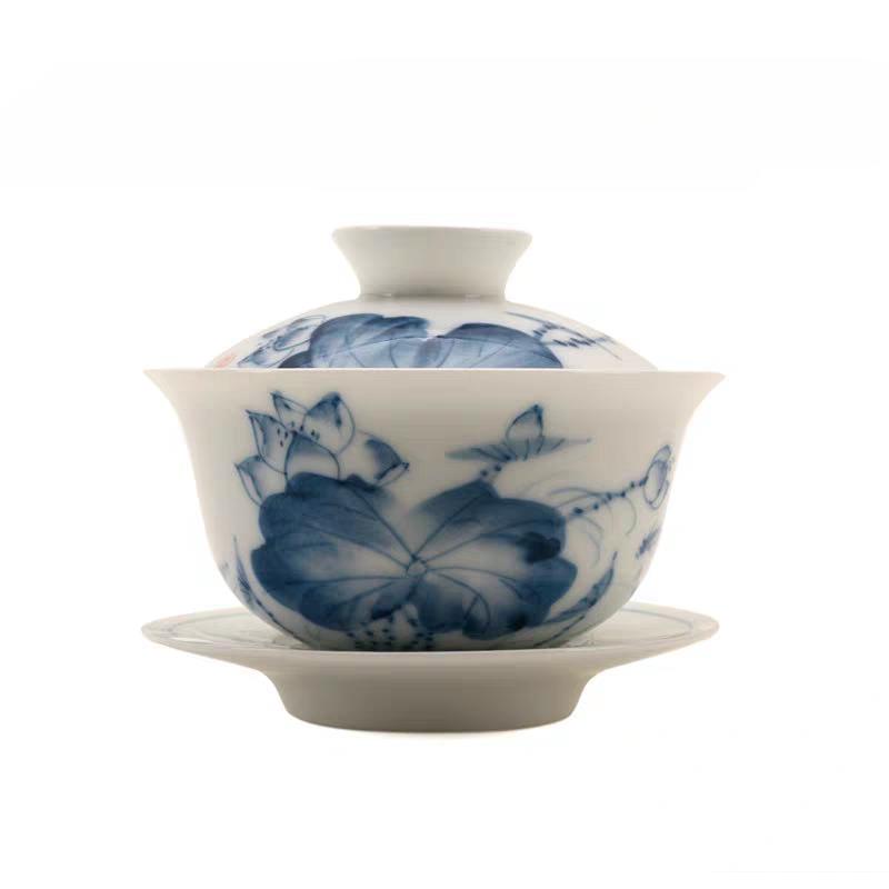 Chinese Ceramic Gaiwan Teacup Handmade Tea Tureen Boutique Tea Bowl Chinese Porcelain Teaware Accessories Drinkware