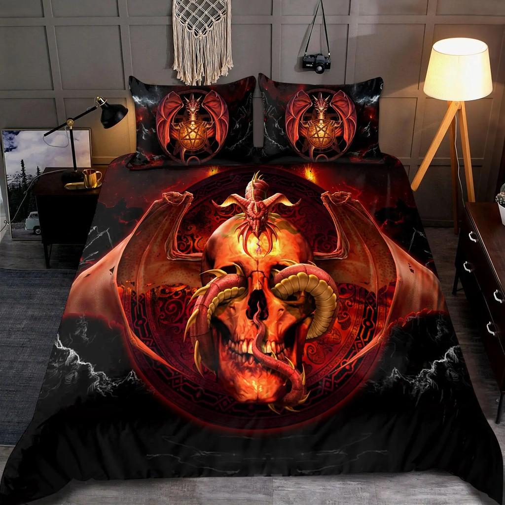Ice And Fire Riding Horse Duvet Cover Set King SizeFlame Horsing Bedding SetWestern Cowboy Exotic Farmhouse Comforter Cover