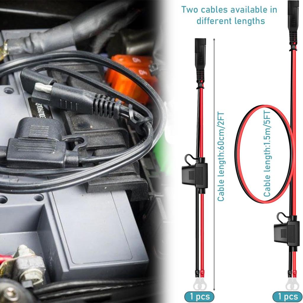 DAOKAI SAE Battery Connector, 2FT/5FT SAE O-Ring Terminal Harness 16AWG