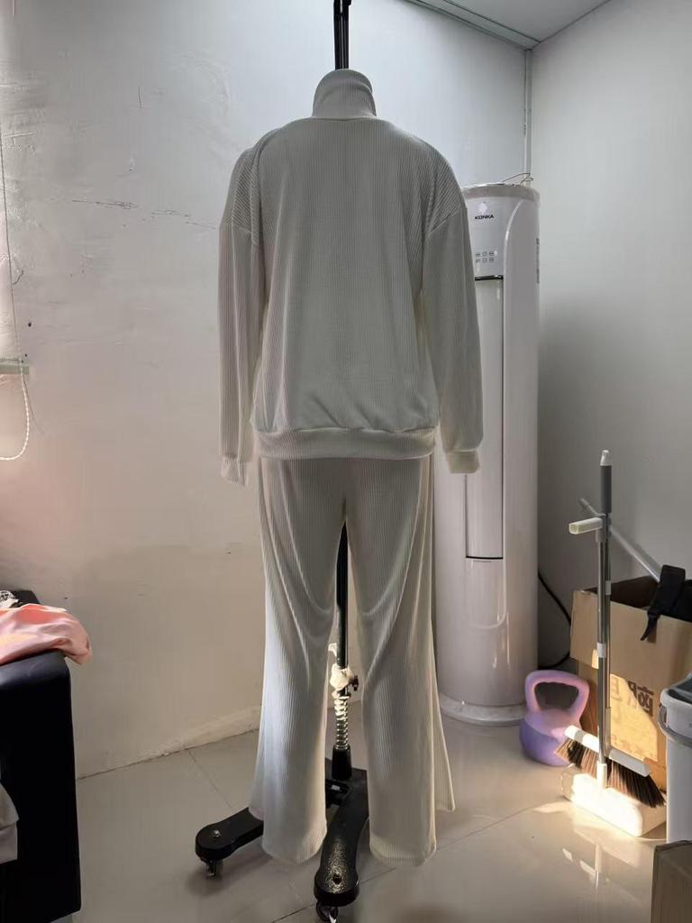 2025 European American Fashion Women's Autumn Winter High Neck Knit Wide-Leg Suit