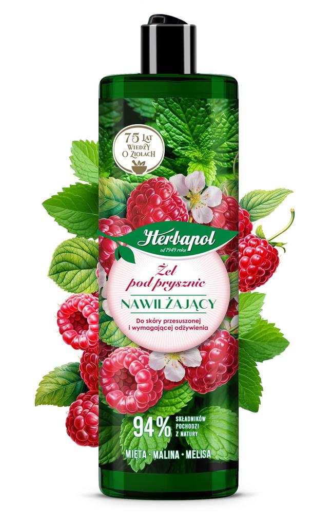 Herbapol Żel Pod Prysznic Nawilżający Mięta, Malina, Melisa 400 Ml