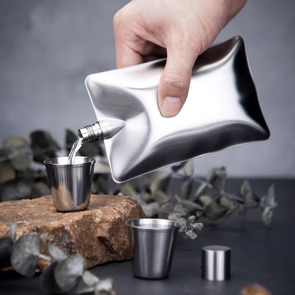 Exquisite Stainless Steel Liquor Bottle 6oz Capacity Irregular Wine Pot Wavy Portable Vodka Flask Home Use