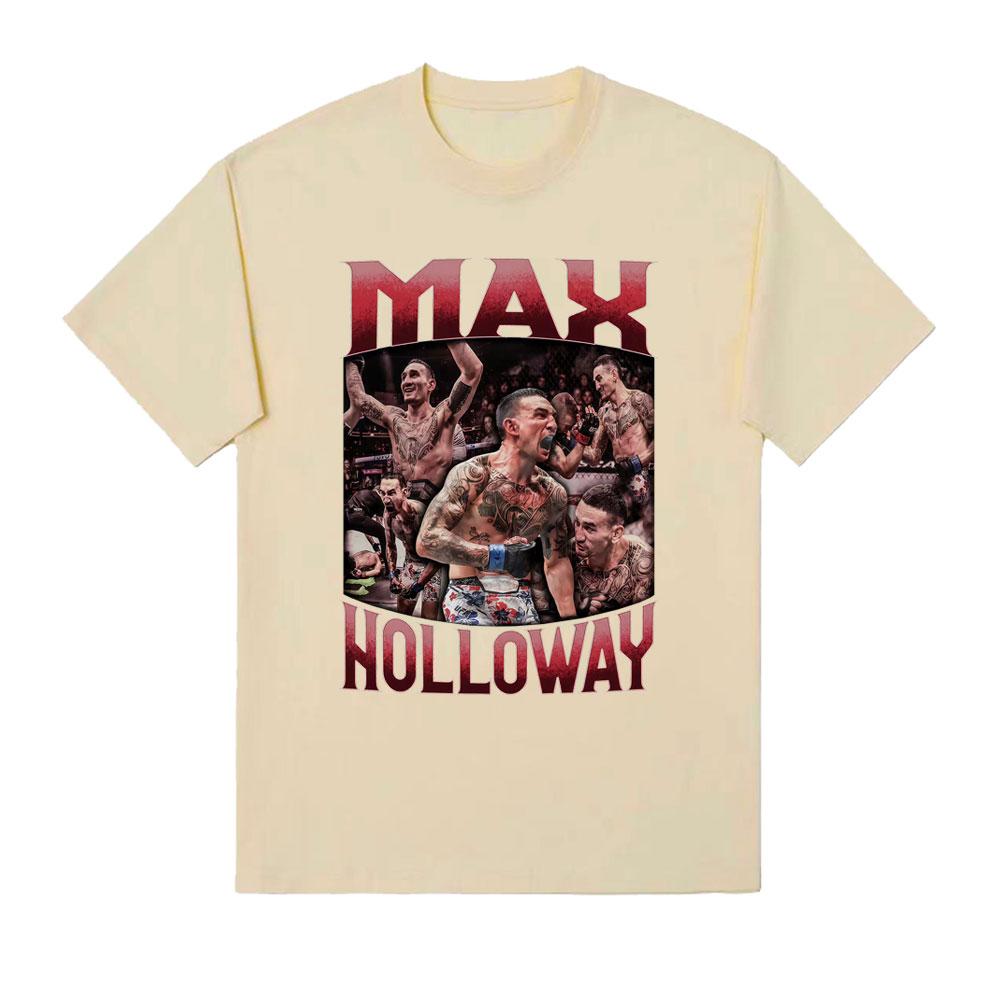 Max Holloway Blessed Grafik T-Shirts Unisex Damenmode High Street Vintage T-Shirts Unisex Sommer Oberteile Rundhals Kurzarm T-Shirt