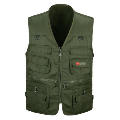 Men's Plus Size Outdoor Spring Autumn Models Loose Leisure Waistcoat Multi Pocket Jacket Fishing Photography Shoulders Vests