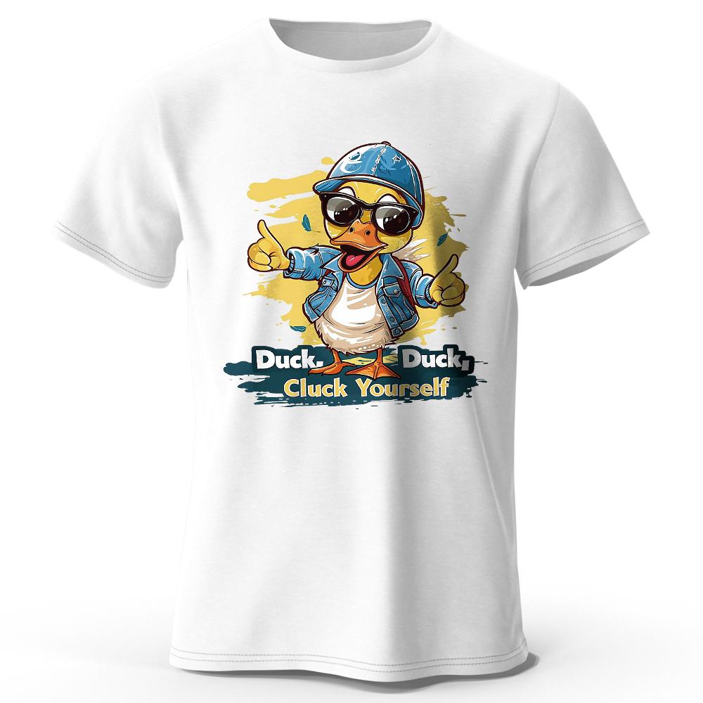 Herren T-Shirt 'Cluck Yourself' Print 100% Baumwolle Oversized Edgy Grafik-T-Shirts für Damen Sommer Oberteile Punk Streetwear