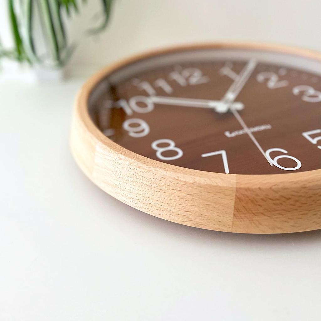 KATOMOKU Muku Clock 2 Walnut X Beech Wall Continuous Second Diameter km-73NARC Clock, Hand, 30.0cm (Radio-controlled)