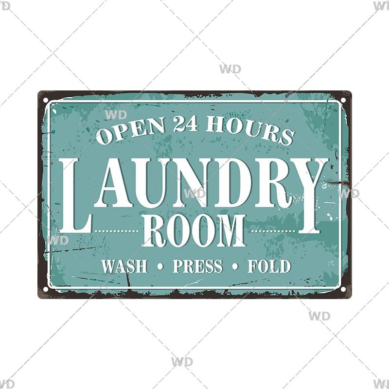 Laundry Vintage Tin Sign Funny Metal Plaque Pin Up Girl Retro Plate Wall Art Painting for Home Room Washroom Posters Decor