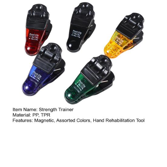 5Pcs/Set Finger Strength Trainer Clip Magnetic Graded Pinch Pin Thumb Exerciser Assorted Colors Hand Grip Strengthener Hand Rehabilitation Tool
