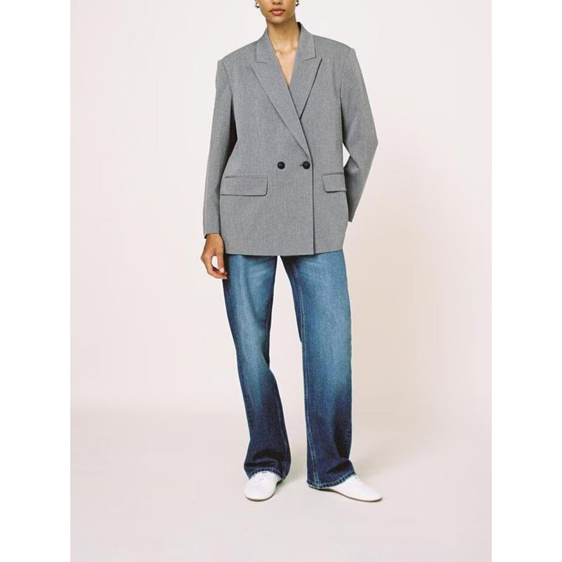 Za2025 Spring New Women's Clothing All-Matching Turn-down Collar Long Sleeve Loose Double Breasted Suit Outwear 8769901 800