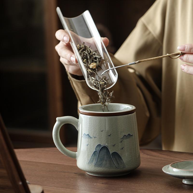 Hand-Painted Ceramic Teacup, Tea Separation Cup, Personal Special Office Cup, High-End Tea Cup Gift