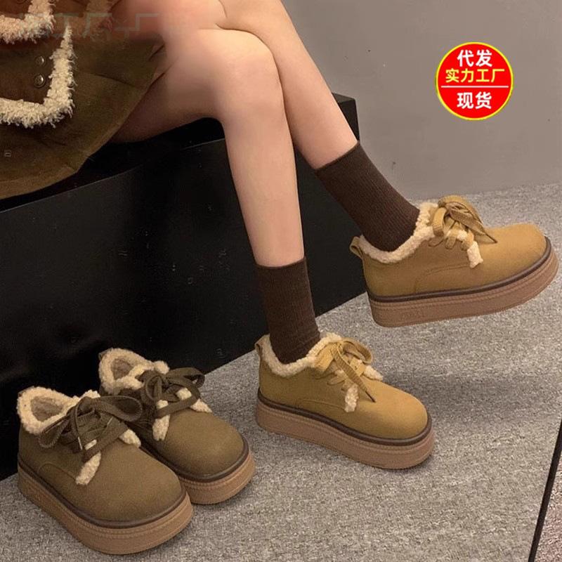 Cotton shoes women's winter new popular retro fashion velvet warm small thick-soled casual snow boots