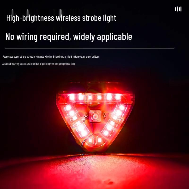 Solar-Powered Triangle Strobe Motorcycle Light - No Wiring Needed
