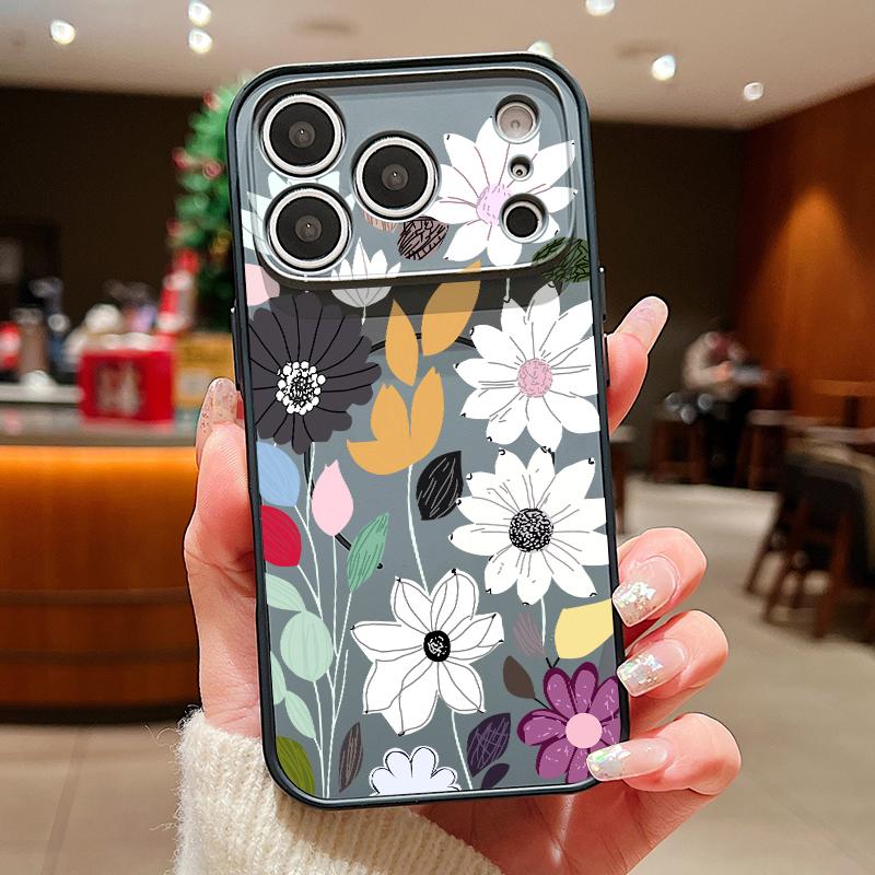 White Flower Pattern Case For iPhone 17 Pro Max Hybrid TPU+PC Magnetic For Magsafe Matte Cover For iPhone 16 Pro Max 15 14 13