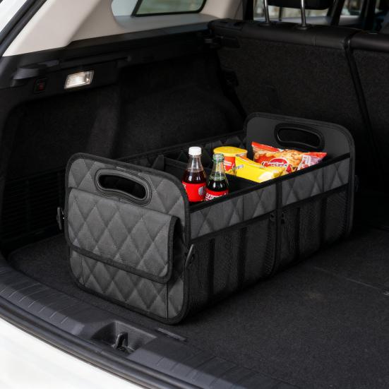 Car Trunk Organizer Foldable Portable Storage Box 2 Compartments Car Luggage Compartment Road Trips Camping Car Accessories