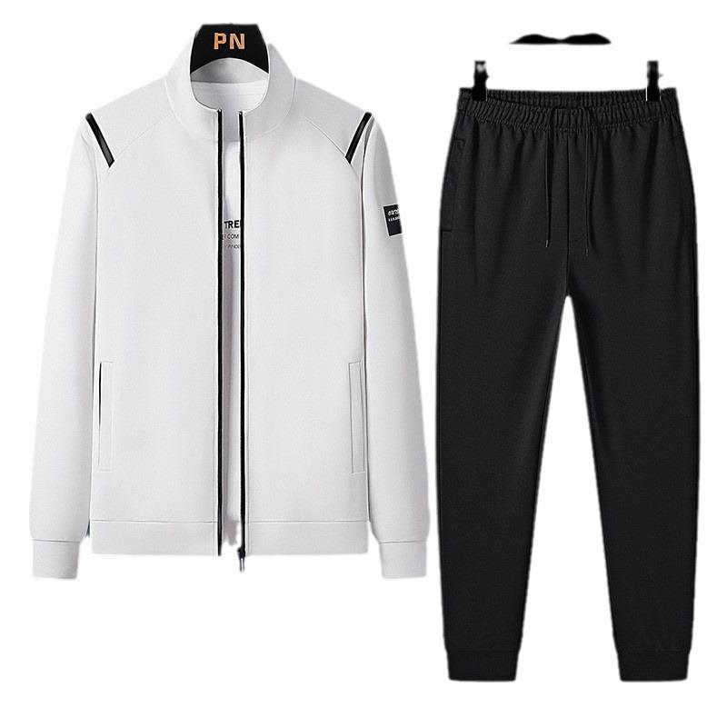 Men's Summer Casual Two-Piece Sports Suit - Stand Collar Cardigan & Trendy Running Wear