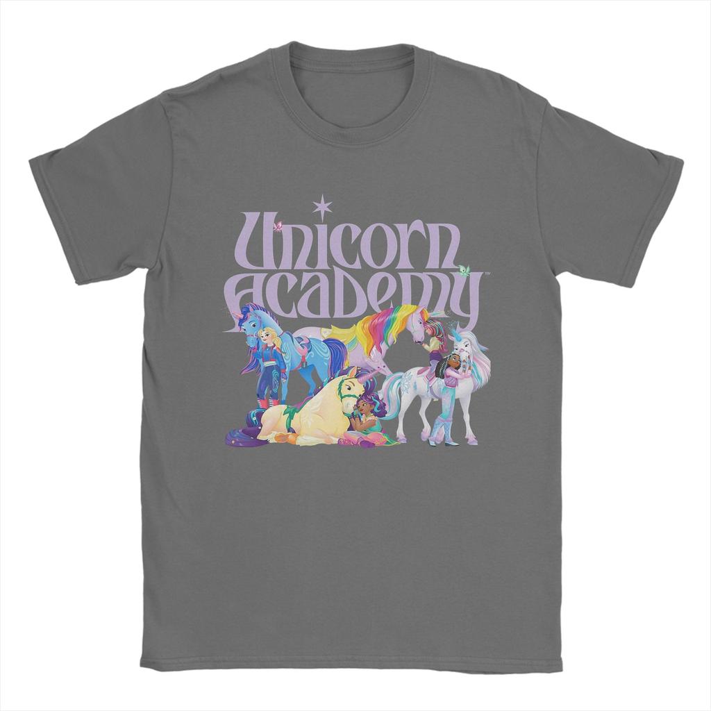 Unicorn Academy Riders T Shirt Summer  100 Cotton TShirts For Men Casual Tee Shirt Short Sleeve Y2K Funny Tops