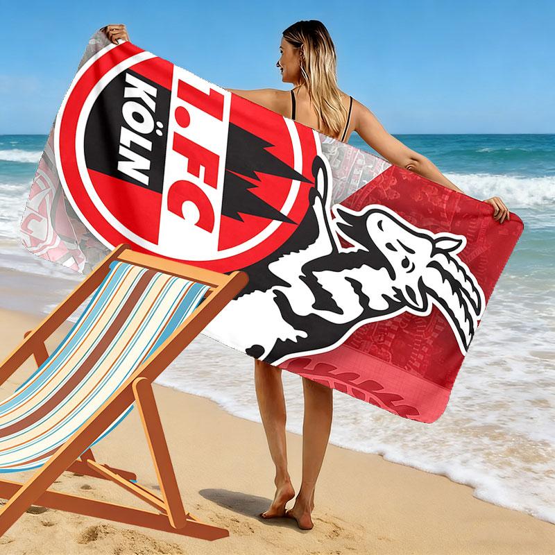 1. FC Köln Players Print Beach Towel, Large Soft Quick Dry Towel for Beach Camping Swimming