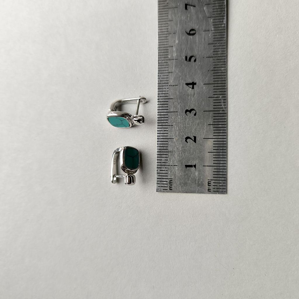 Серебряные серьги с бирюзой, фианитами (2160274)