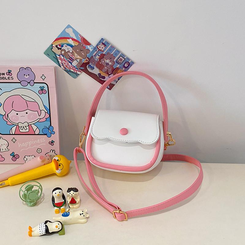 Adorable Korean Style Princess Handbag For Girls With Trendy Color Block Design розовый