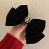 New Black Velvet Bow Hair Pins Elegant Fabric Alloy Roses Hair Clips for Women Fashion Ponytail Barrette Heawear Accessories