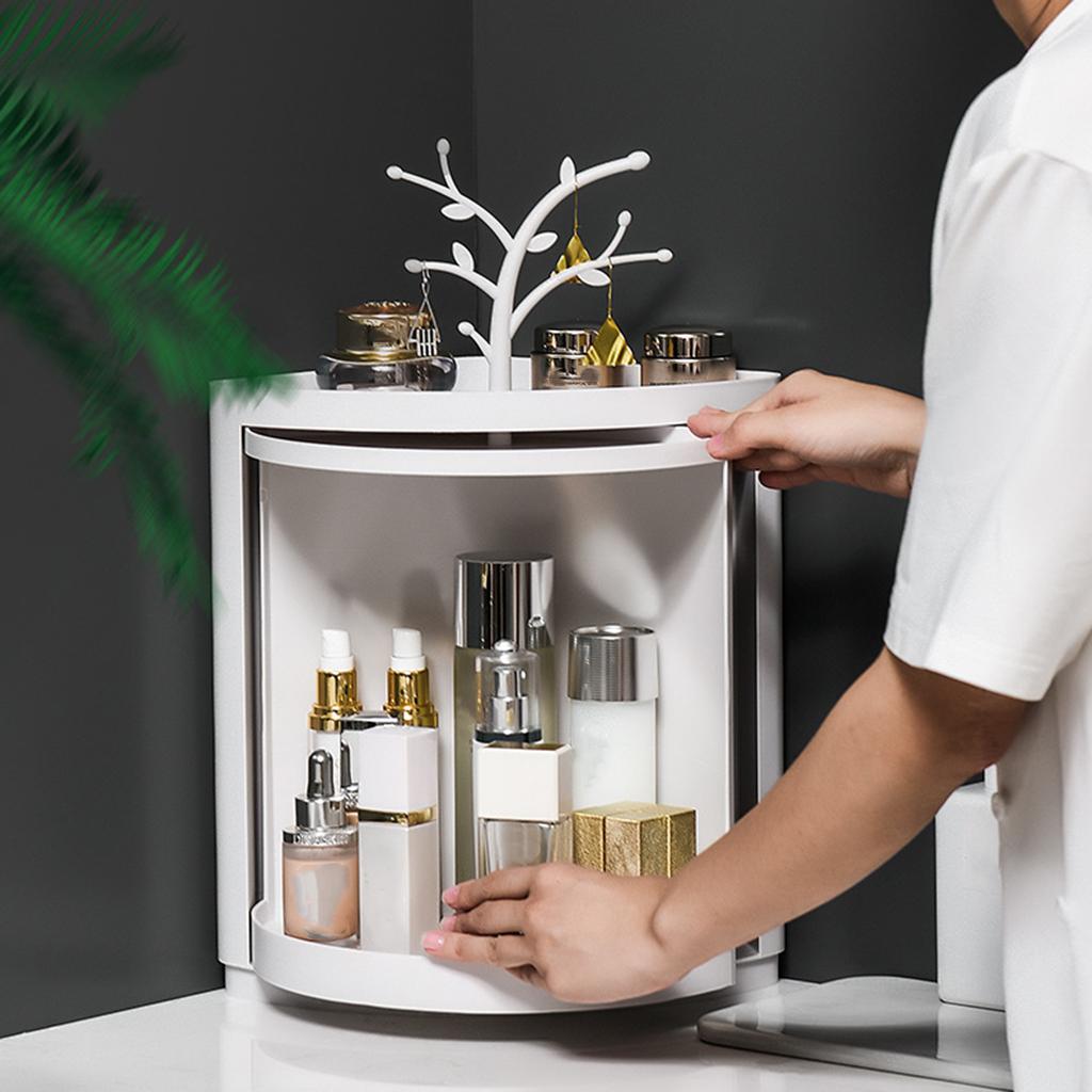 360° Rotating Multi-Function Corner Locker Holder Box Dust Wall Hanging Display Cabinet Bookcase