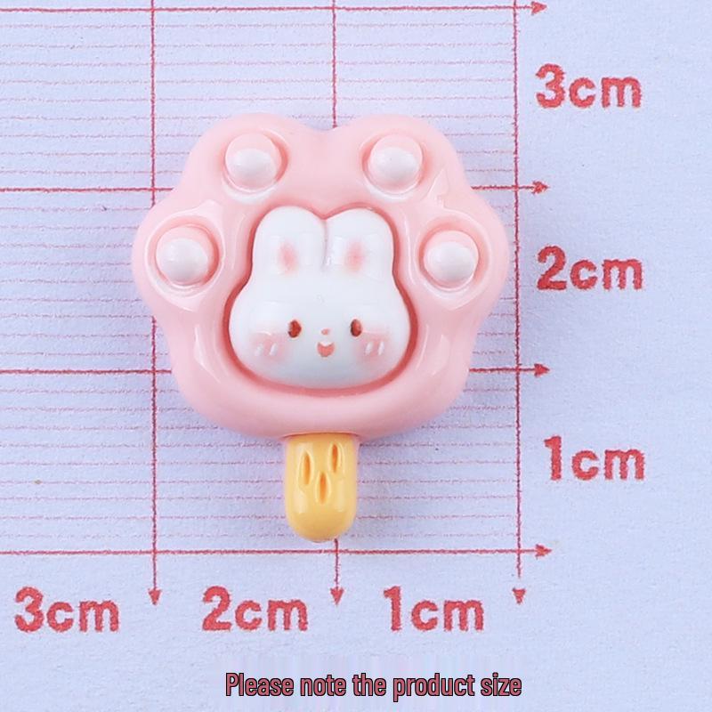 Glossy Ice Cream Rabbit Cute DIY Resin Accessories: Phone Case, Hair Clip, Hair Tie
