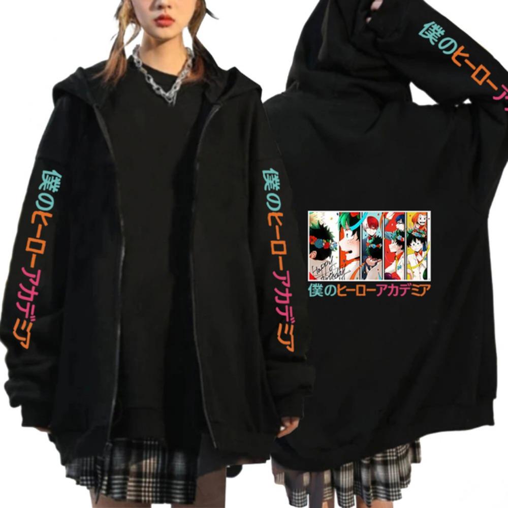 My Hero Academy Shoto Todoroki Bakugou Deku Hooded Sweatshirt, Anime Hooded Sweatshirt, Unisex Zip Up Sweatshirt, Anime Jacket