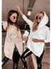 2024 Autumn/Winter Women's Solid Color Hooded Sweatshirt with Slit