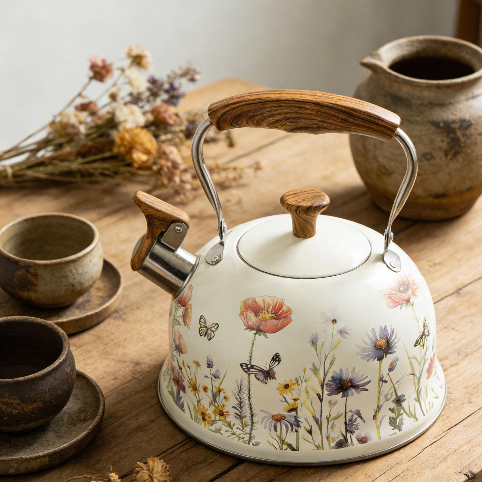 

Свистячий чайник з нержавіючої сталі 3 л, великої місткості, зі свистком, для швидкого закипання, для кемпінгу