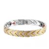 Mens Geometric Stainless Steel Magnetic Therapy Bracelet Vacuum Plated Anti-Fatigue Health Jewelry Cycling Outdoor Activities