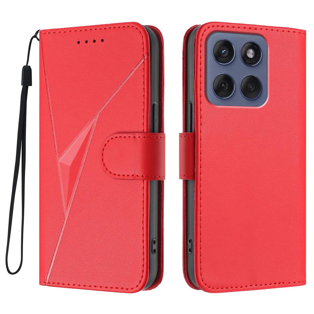 For Motorola Edge (2025) 5G/Edge 60 5G/60 Fusion 5G Case Triangle Imprint Leather Phone Cover with Lanyard