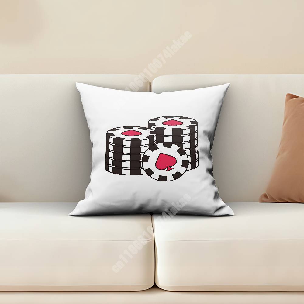 Casino Dice Chip Bet Wager Pillow Cover Sofa Couch Cushion Case Home Living Room Decoration