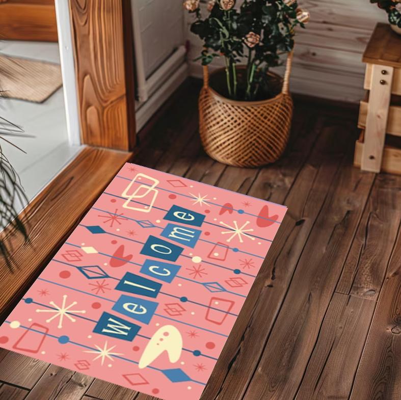 

Yellow Retro Welcome Mat Atomic Age Mid Century Modern Living Room Doormat Home Decoration Retro 30x50cm