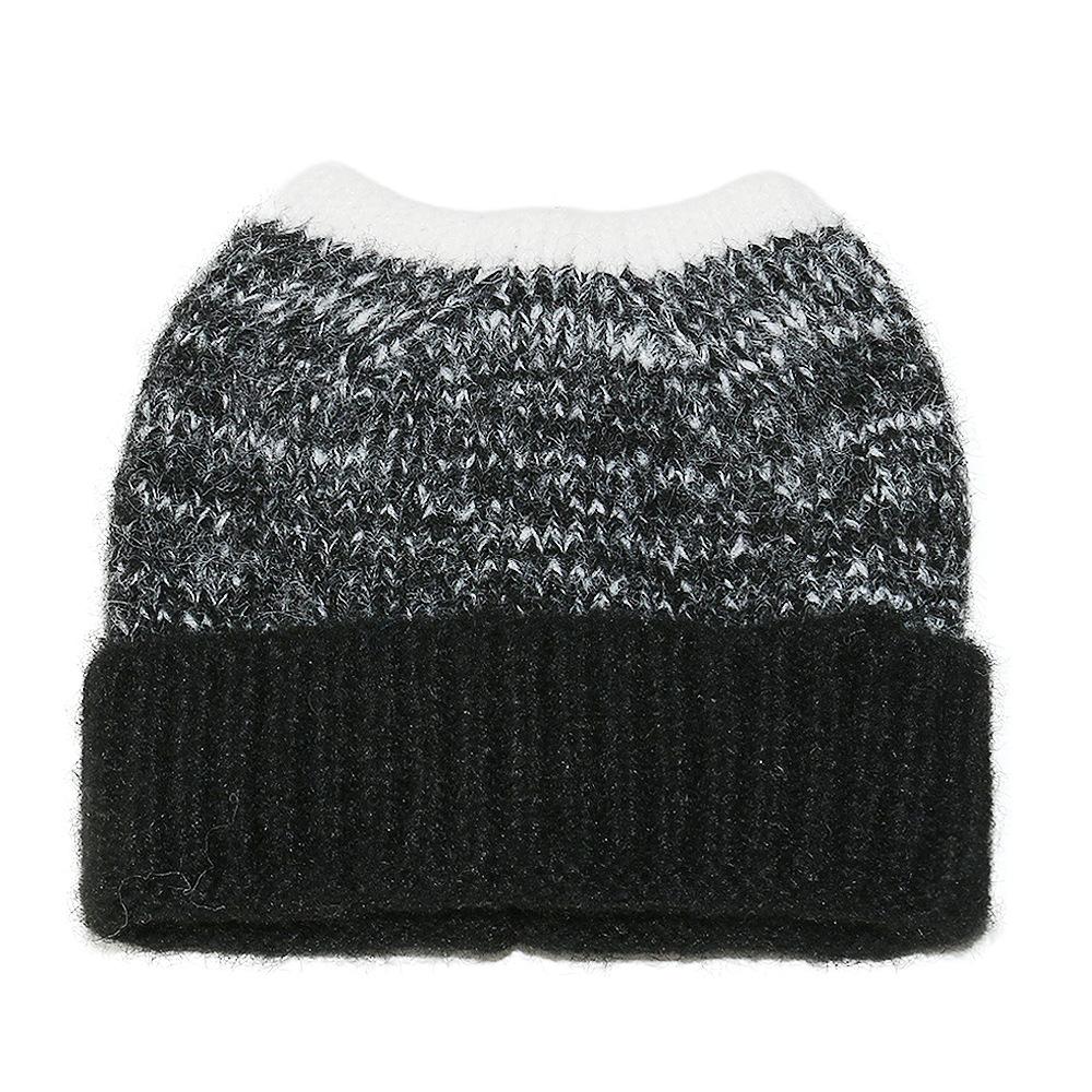 

Temu autumn and winter new wool hat gradual change color blended devil cat ears pullover hat knitted hat women M（56-58cm） чорний