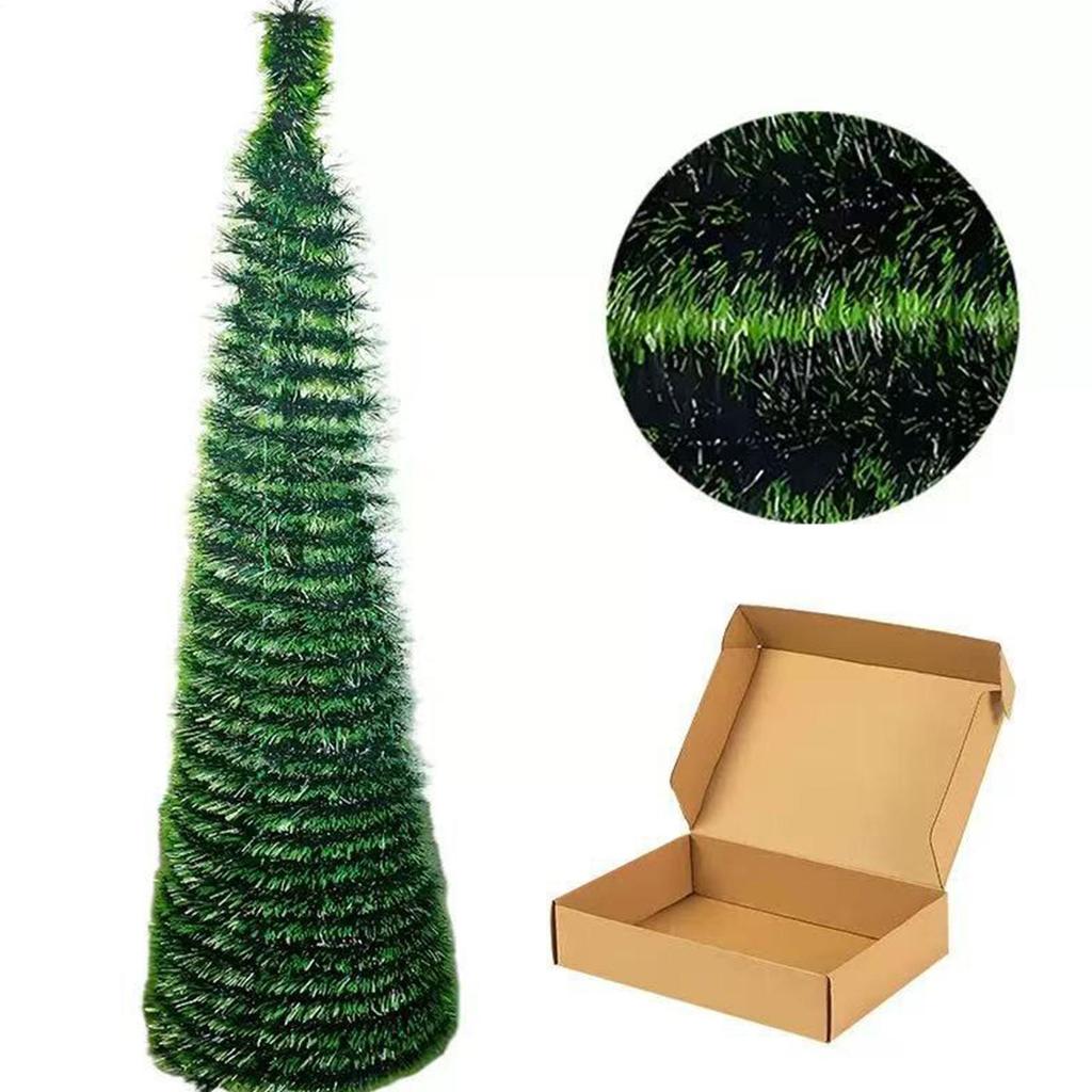 Scalable Christmas Tree 5 Ft Festival Ornament Faux Foldable Christmas Tree For Winter Holiday Season Decor Indoor Porch Yard