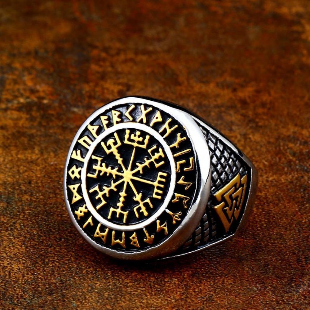 Nordic Viking Letter Fashion Retro Ring Men's Punk Ring Hip Hop Rock Party Motorcycle Accessories Jewelry Accessories Gifts