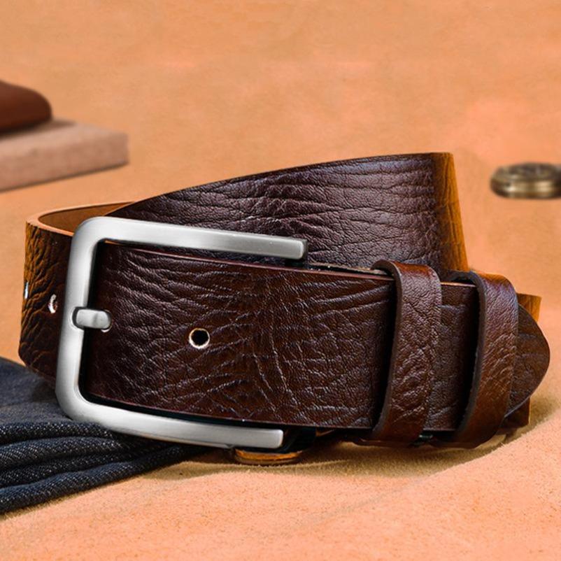 Retro Men'S Leather Casual Pin Buckle Cowhide Belt Simple Belt Belt Men'S Casual Versatile Belt