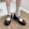 Mary Jane Single Shoes Women'S High Heels New Retro British Style Jk Shoes Black French Thick Heel Small Leather Shoes