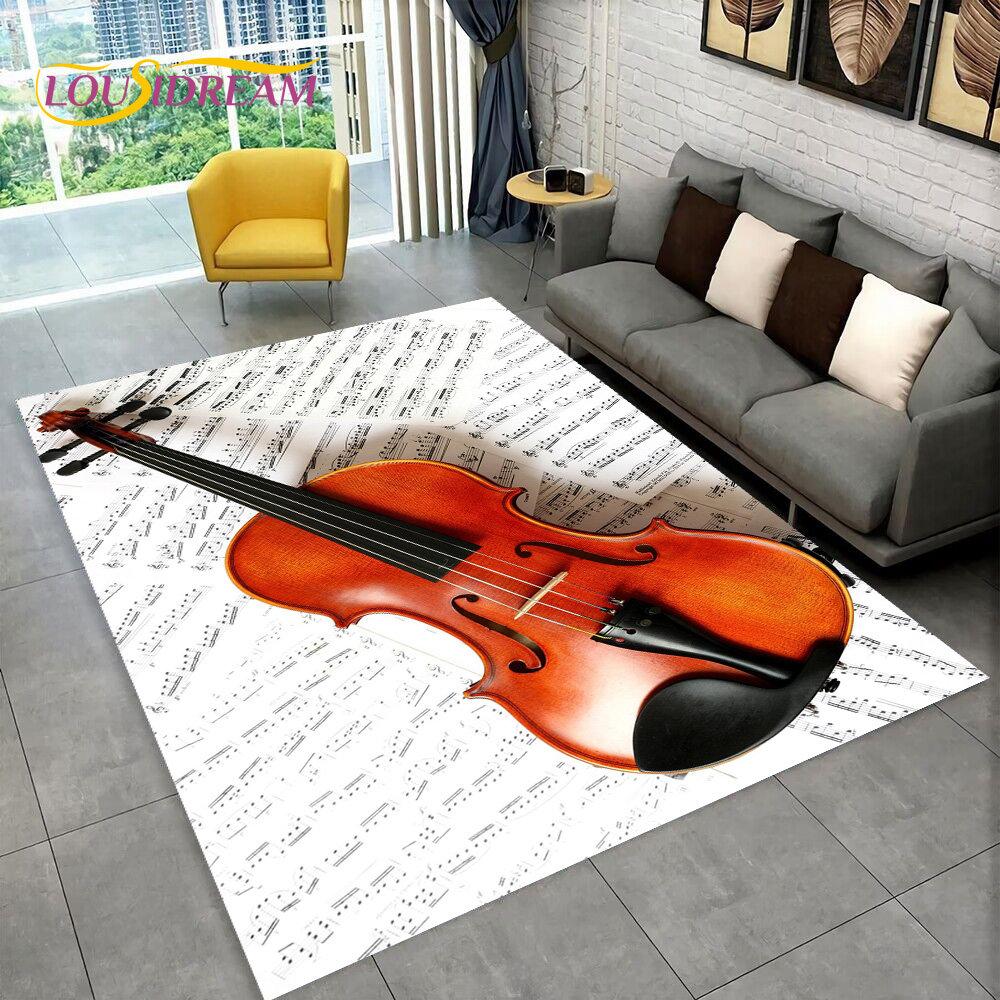Classical Violin Instrument Music Area Rug,Carpet for Home Living Room Bedroom Sofa Doormat Kitchen Decor,kid Non-slip Floor Mat