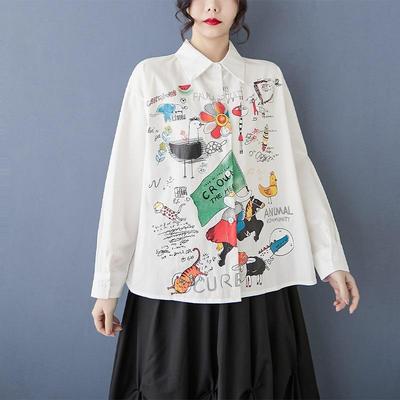 Long Sleeve Oversized Cotton Shirts & Blouses for Blouse Casual Loose Spring Summer Tops Women Button Up Shirt
