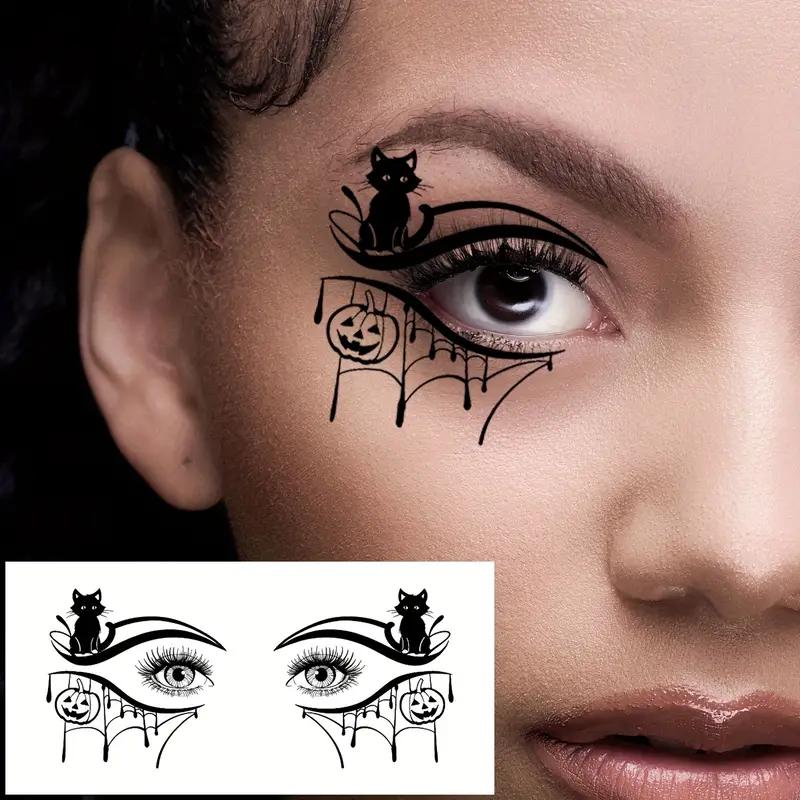 10sheets Spider Web Eye Tattoo Sticker Waterproof Temporary Fake Tattoos Suitable for Halloween Party Facial Art Makeup